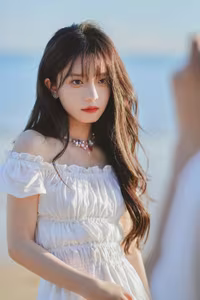 Enndme's Gentle Grace in White Dress by the Sea - YiTuYu Art Language Vol.8279-1