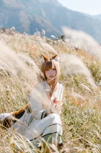 Coser Ely_eee: Enchanting 'Wolf and Breeze' Cosplay amidst Golden Fields | Artistic View-19