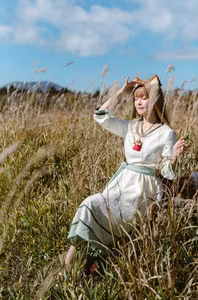Coser Ely_eee: Enchanting 'Wolf and Breeze' Cosplay amidst Golden Fields | Artistic View-15
