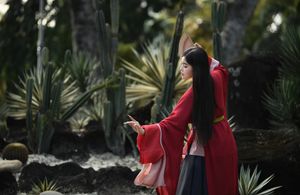 Traditional Vietnamese Beauty: Young woman with ancient instrument, immersed in culture and music.-1