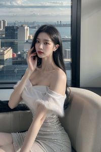 AI Generated Realistic Style Chaebol Heiress Part04: Stunning Figure in Elegant White Dress-4