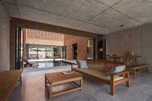 Astonishing architecture of the sloped roof house in Long An resembling a brick kiln hiding unique interior spaces-8