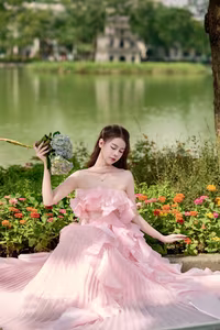 XVG No.24: Discover the Graceful Beauty of a Young Woman in Pink by Hoan Kiem Lake-7
