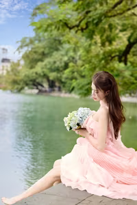 XVG No.24: Discover the Graceful Beauty of a Young Woman in Pink by Hoan Kiem Lake-4