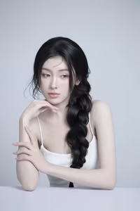 VGU No.89: Captivating Natural Beauty A Pensive Girl with Elegant Braids-1