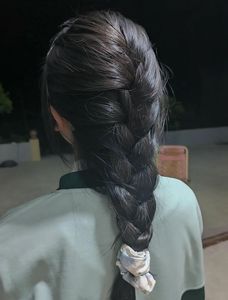 Gentle Beautiful Girl: Alluring Black Braided Ponytail Hairstyle - Elegant Look-9