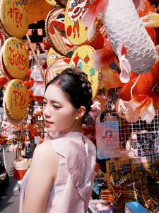 Traditional Vietnamese Mid-Autumn Festival: Girl amidst Vibrant Cultural Colors-2