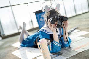 Coser Jiu Qi Miao as Kasasawa Miyu: Captivating Blue Archive Cosplay in Sailor Uniform & Bunny Ears. View 0044-13