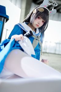 Coser Jiu Qi Miao as Kasasawa Miyu: Captivating Blue Archive Cosplay in Sailor Uniform & Bunny Ears. View 0044-4