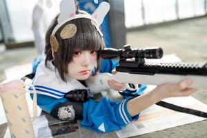 Coser Jiu Qi Miao as Kasasawa Miyu: Captivating Blue Archive Cosplay in Sailor Uniform & Bunny Ears. View 0044-15