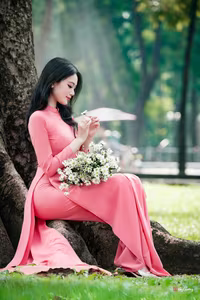 VGU No.18: Captivating Elegance A Young Woman in Pink Ao Dai-9