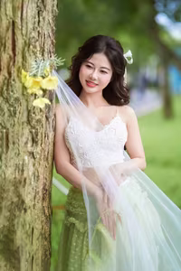 XVG No.40: Enchanting Muse in Green - Discover Her Captivating Natural Beauty in a Serene Garden.-2
