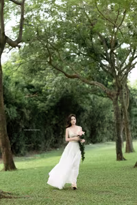VGU No.95: Gentle beauty of a Vietnamese young woman in a pure white lace dress amidst nature.-13