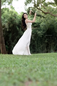 VGU No.95: Gentle beauty of a Vietnamese young woman in a pure white lace dress amidst nature.-10