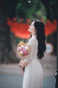 XVG No.45: Captivating Grace: Vietnamese Girl in White Ao Dai, Embracing Youthful Elegance-4