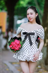 VGU No.30: Polka Dot Muse Amidst A Sea Of Colorful Flowers, Captivating Beauty-0