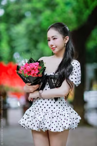 VGU No.30: Polka Dot Muse Amidst A Sea Of Colorful Flowers, Captivating Beauty-3