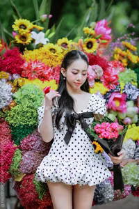 VGU No.30: Polka Dot Muse Amidst A Sea Of Colorful Flowers, Captivating Beauty-2