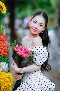 VGU No.30: Polka Dot Muse Amidst A Sea Of Colorful Flowers, Captivating Beauty-7