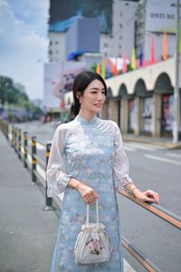 Radiant Vietnamese Beauty in Ao Dai with National Flag-2