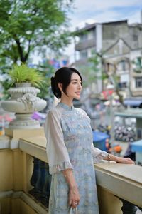 Radiant Vietnamese Beauty in Ao Dai with National Flag-8