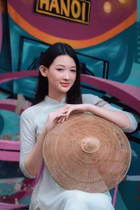 VGU No.79: Elegant Vietnamese Ao Dai Beauty on Hanoi Train Street-10