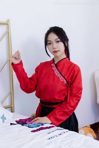 Chiness Model No.2330 Shasha in Elegant Red Black Hanfu Attire-15