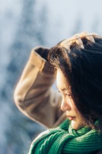 Asian Beauty in Winter Snow: Radiant Girl's Portrait-4