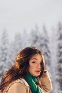 Asian Beauty in Winter Snow: Radiant Girl's Portrait-1