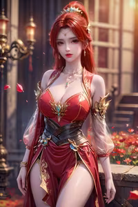 Tang Huo'er's Enchanting Beauty: Dou Po Cang Qiong AI Character in Mystical Scenery-11