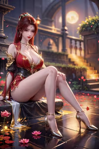 Tang Huo'er's Enchanting Beauty: Dou Po Cang Qiong AI Character in Mystical Scenery-9