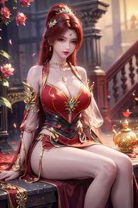 Tang Huo'er's Enchanting Beauty: Dou Po Cang Qiong AI Character in Mystical Scenery-7