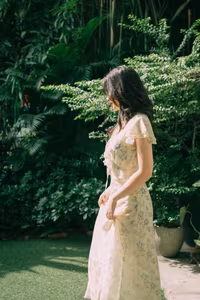 XVG No.48: A Beautiful Girl's Peaceful Moment in a Green Garden, Her Radiant Smile Reflecting Natural Beauty.-6