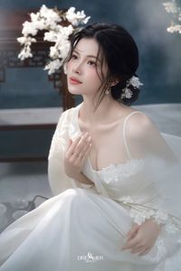 Discover Ethereal Grace: An Asian Beauty in Pure White Amidst Delicate White Blossoms-2