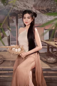 VGU No.78: Elegant Vietnamese Girl Showcasing Traditional Beauty Amidst Rustic Charm-0