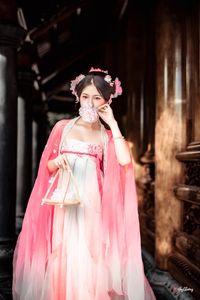 AI Generated: Gentle Hanfu Girl in Pink, Elegant Asian Beauty-8